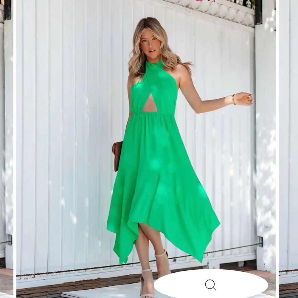 VICI MARISOL HALTER CUTOUT MIDI DRESS - EMERALD
